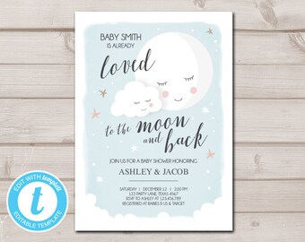 Love You To The Moon And Back Invitations Etsy Love You To The Moon And Back Invitations Etsy