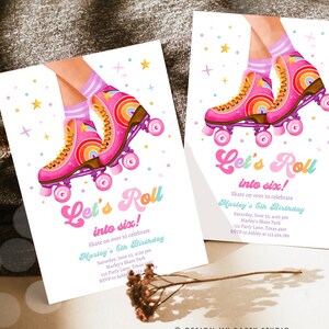 Editable Roller Skate Birthday Party Invitation Let's Roll Skating Kids ...