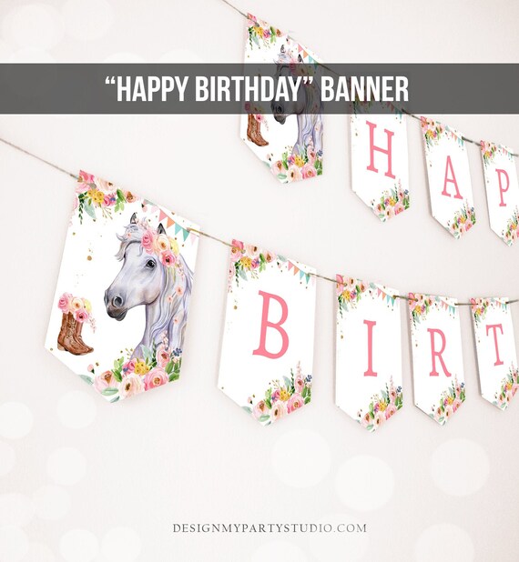 Happy Birthday Banner Horse Birthday Banner Saddle up - Etsy Australia