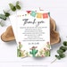 Editable Fiesta Baby Shower Thank You Card Mexican Baby Shower Cactus ...