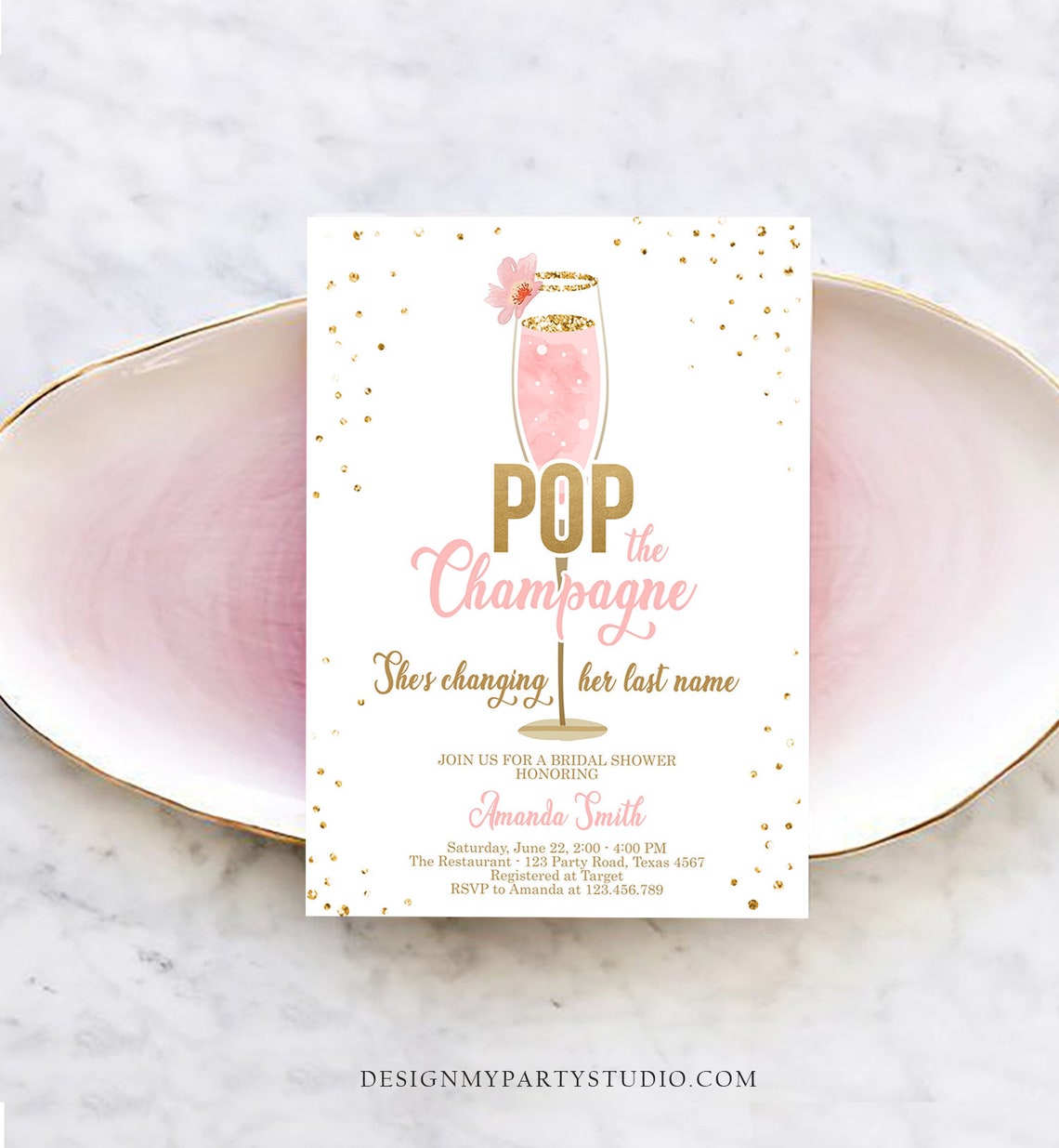 Editable Pop the Champagne Bridal Shower Invitation Shes image 1