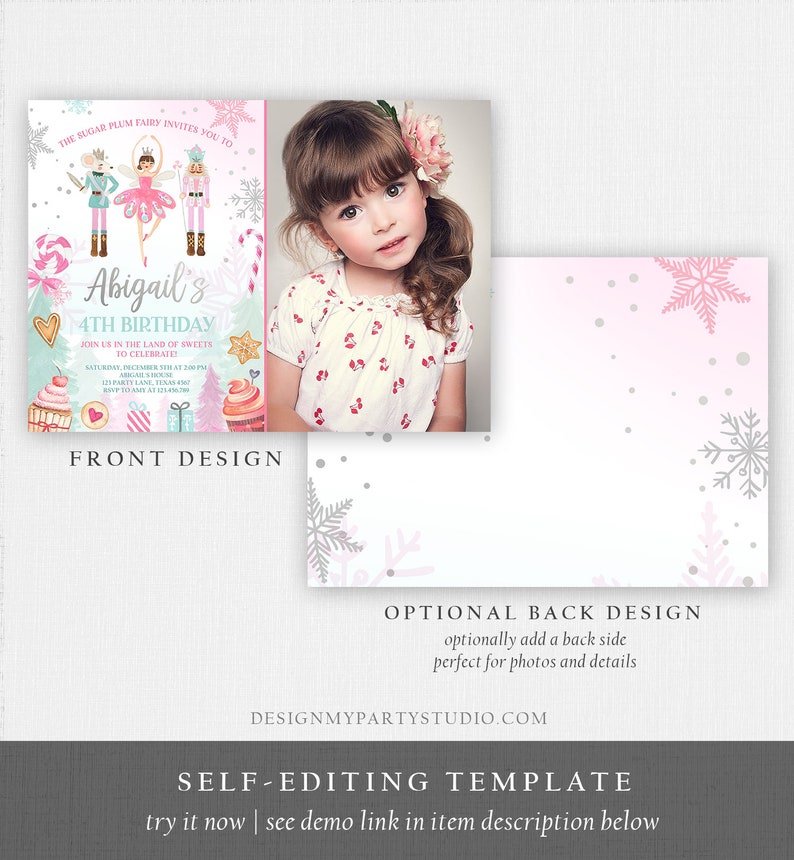 Editable Nutcracker Birthday Invitation Girl Land of Sweets Etsy