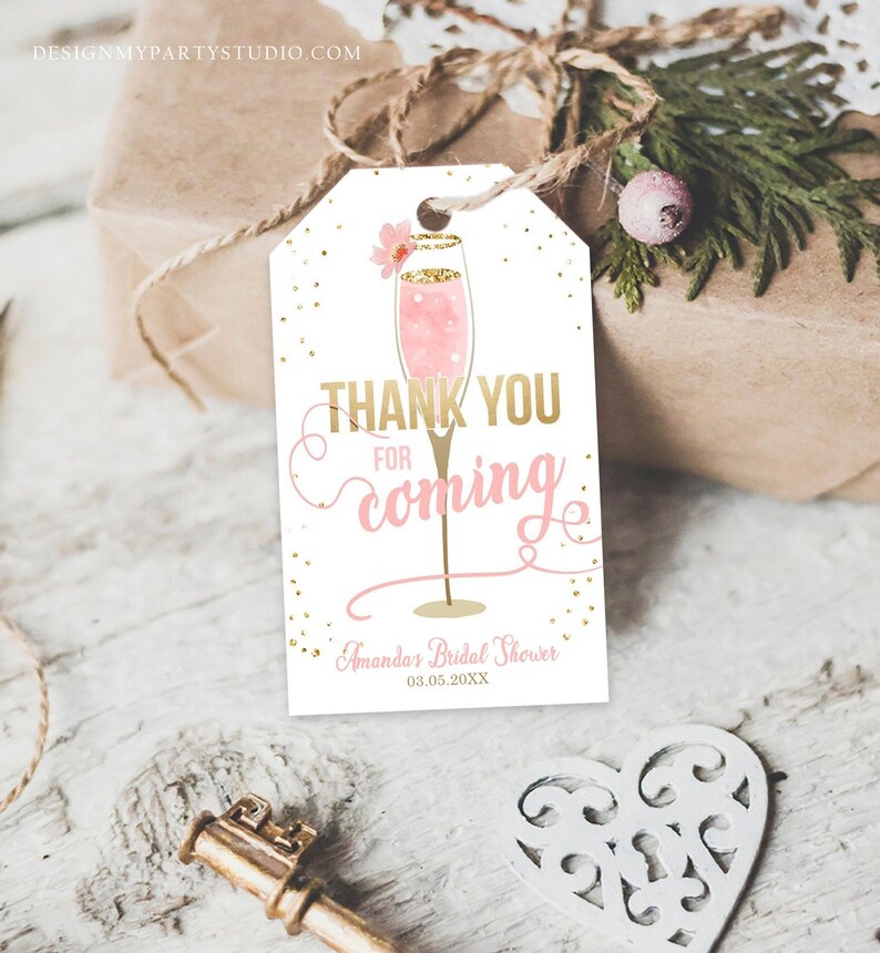 Editable Brunch and Bubbly Thank You Tags Bubbly Bridal Shower Favor ...