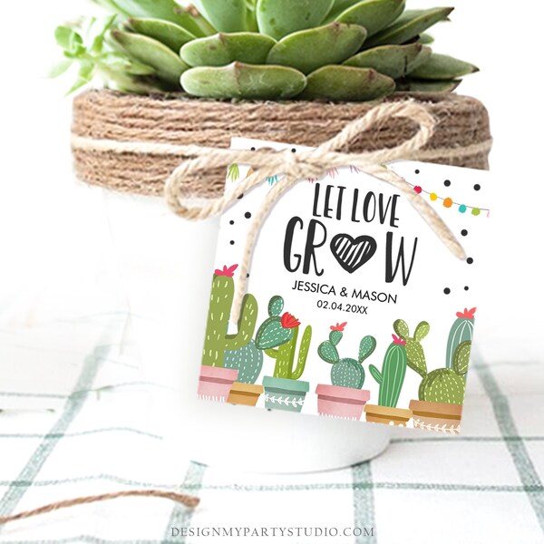 Tag modificabili Let Love Grow Tag Fiesta Cactus Favor Tag Bridal Shower Matrimonio Succulente Taco Bout Love Tag Corjl Baby Modello stampabile 0254