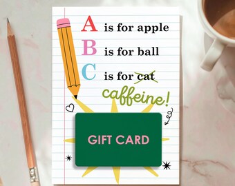 Zurück in der Schule Lehrer Geschenk Lehrer Wertschätzung Geschenkkartenhalter Kaffee Geschenkkarte Erster Tag der Schulferien Download druckbar 0464