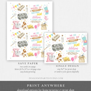 Editable Baking Birthday Party Invitation Kids Cooking Birthday Girl ...