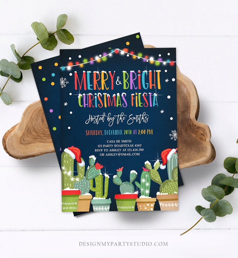 Merry and Bright Christmas Party Invitations