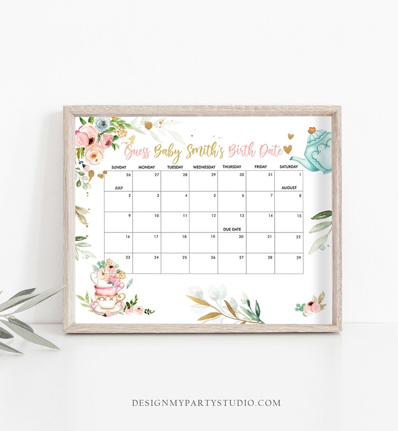 Editable Guess the Birth Date Baby Shower Game Guess Birthday | Etsy