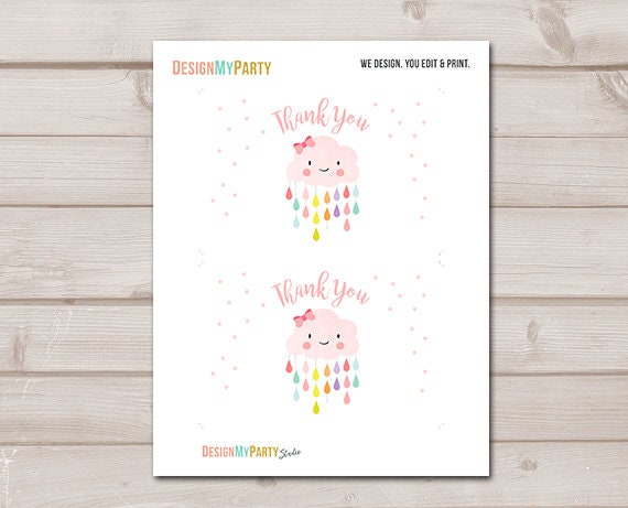 Dreamy Cloud Nine Boy Baby Shower Thank You Card