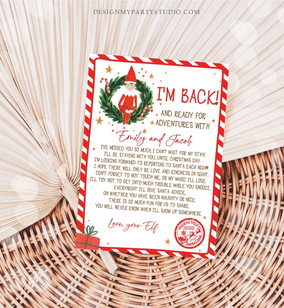 Editable Elf Arrival Letter Return Letter Christmas Elf
