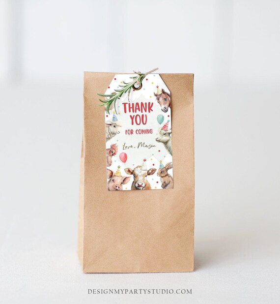 Editable Farm Favor Tags Tags Boy Farm Birthday Thank you tags Barnyard ...