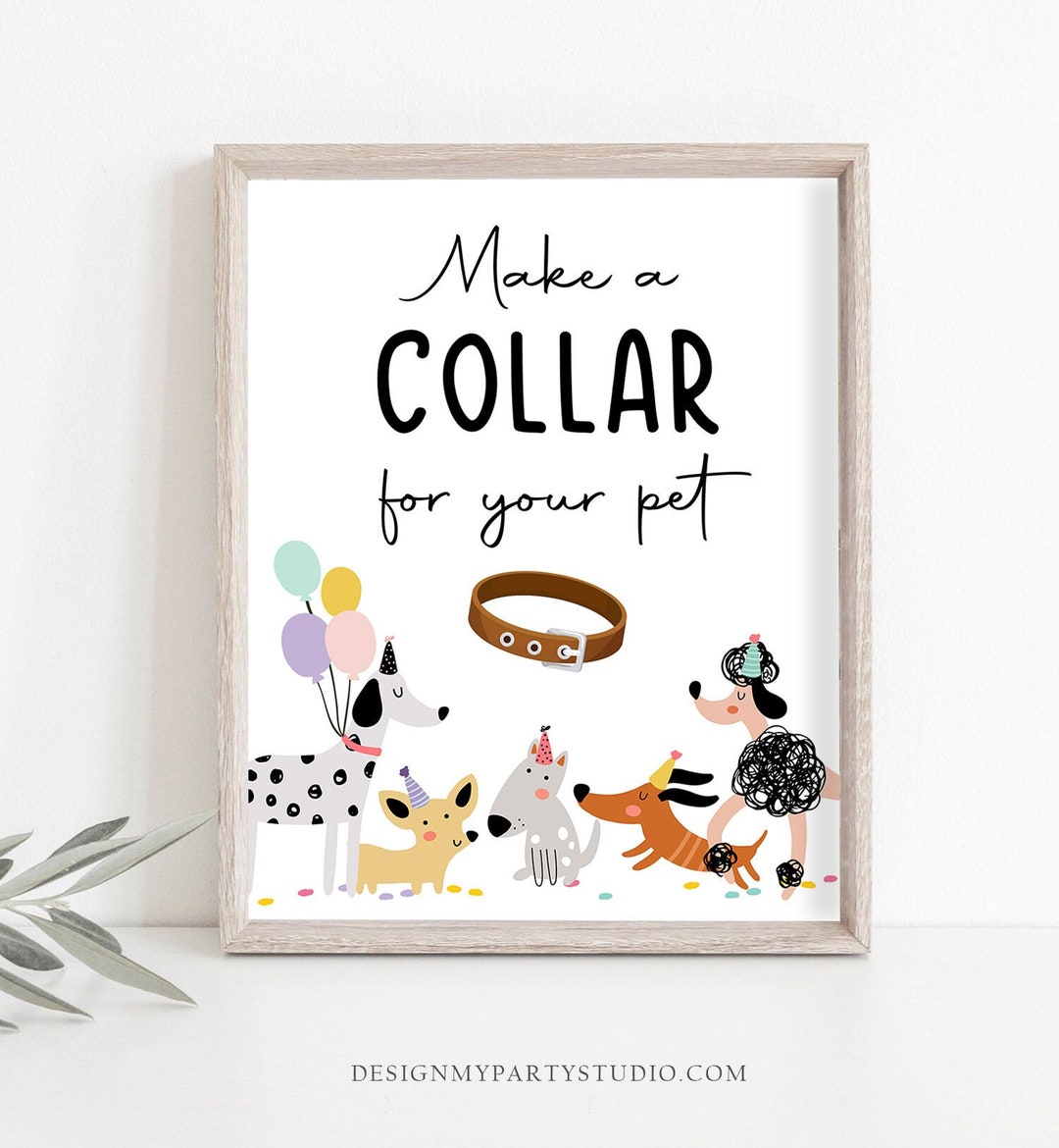 Make a Collar Sign Puppy Birthday Sign Table Decor Dog Birthday Party ...