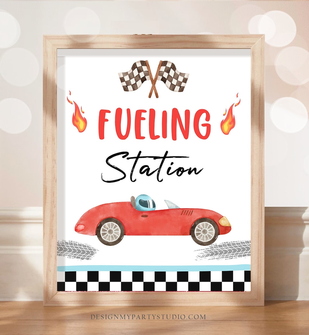 Fueling Station Race Car Sign Race Car Birthday Party Sign Two Fast ...