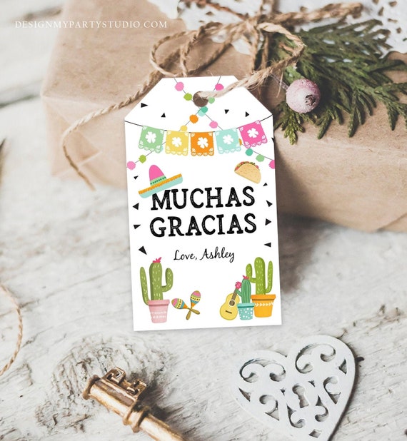 Editable Cactus Fiesta Favor Tags Mexican Muchas Gracias Thank You Tags ...