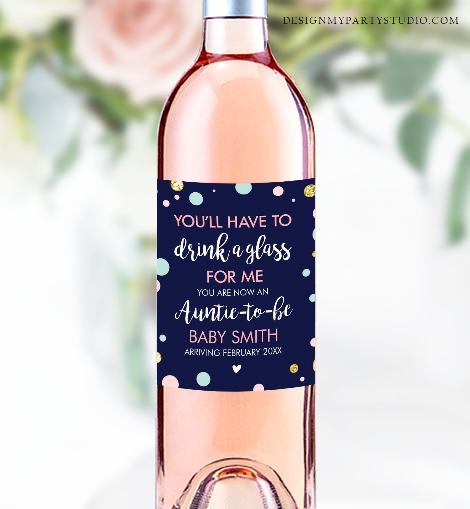 Editable Pregnancy Reveal Wine Bottle Label Baby Announcement Etsy