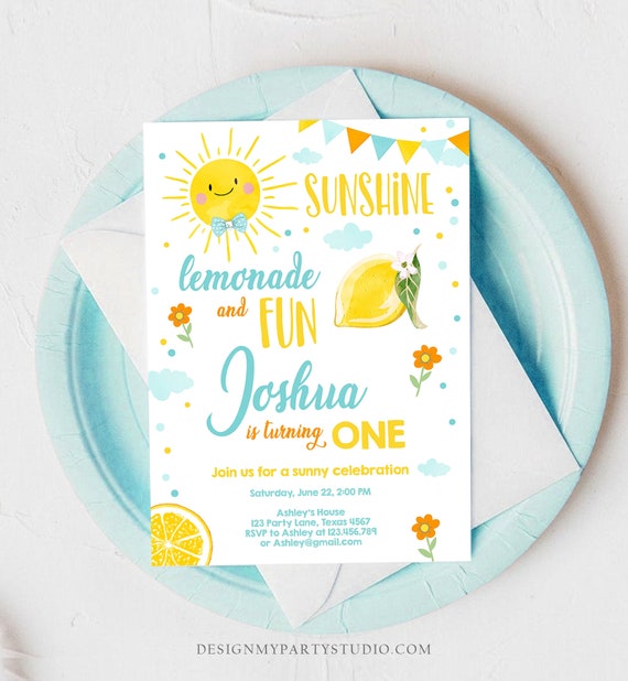 editable-sunshine-lemonade-birthday-invitation-boy-blue-orange-sunshine