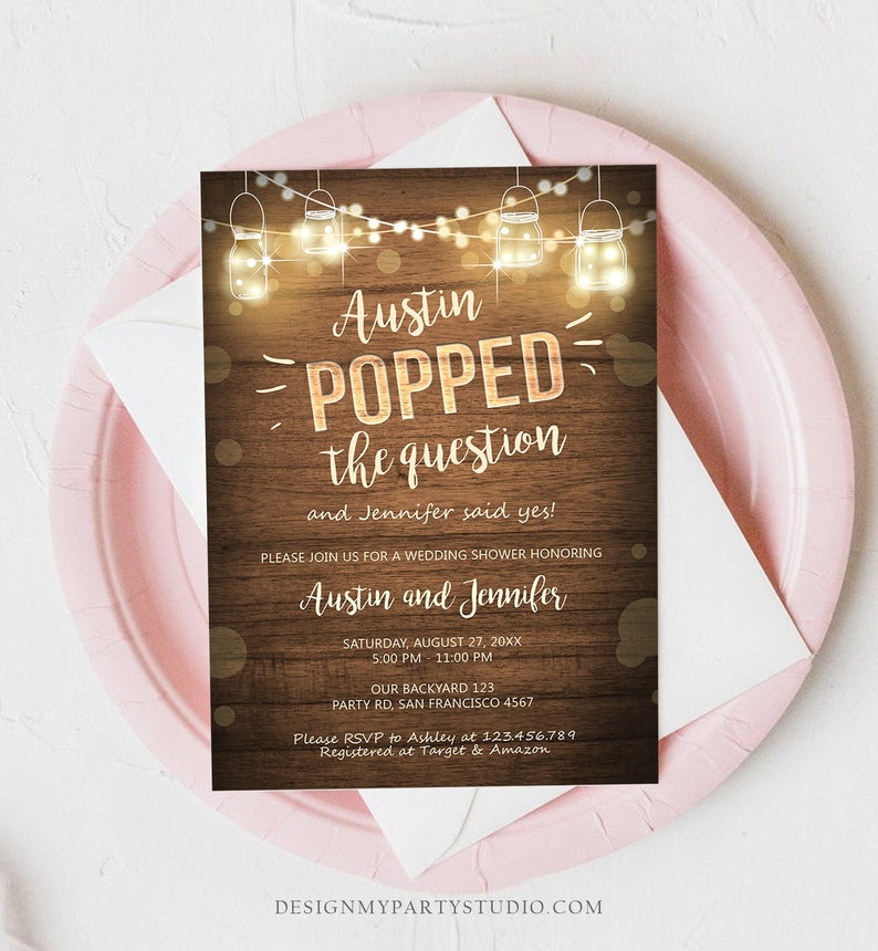 Editable Popped the Question Engagement Party Invitation - Etsy