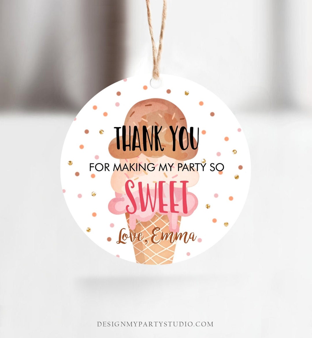 Editable Ice Cream Thank You Tags Round Ice Cream Stickers Ice - Etsy