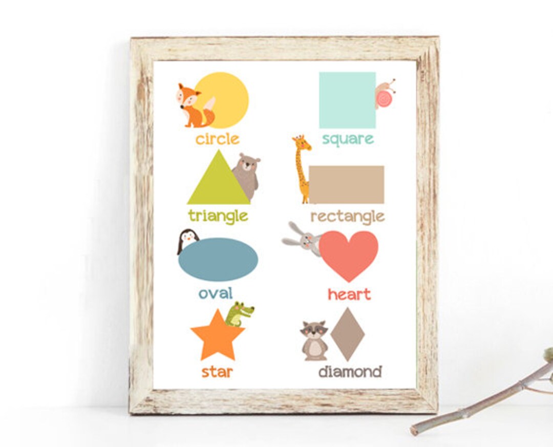 Shapes Poster Wall Art Shapes Animals 3 DIFFERENT SIZES Wall Decal ...