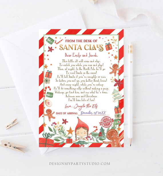Editable First Time Elf Arrival Letter Return Letter Christmas Elf I'm Back Elf Welcome Christmas Elf Santa Claus Printable Template 0358 Il_570xn