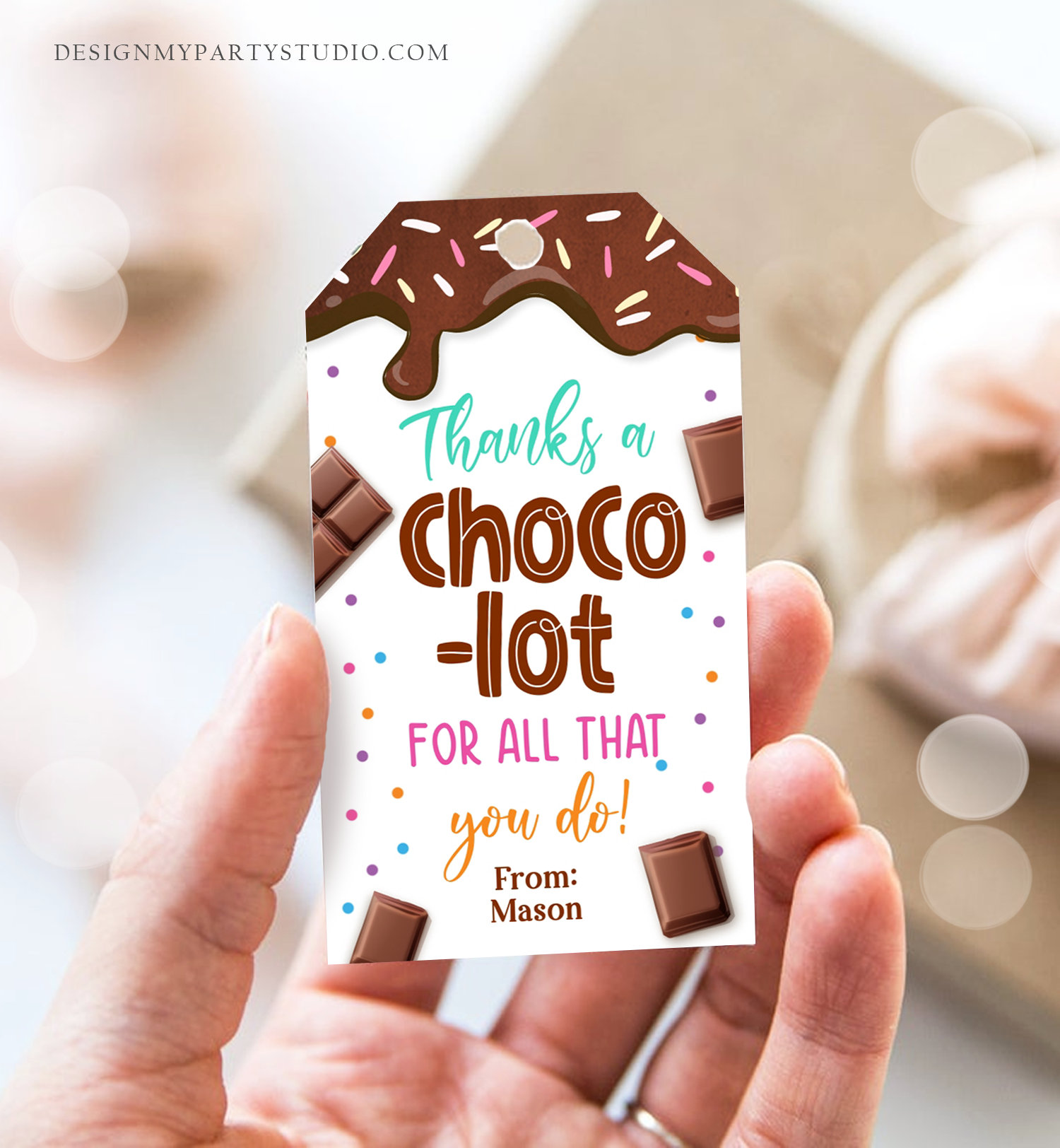 FORSHEEP 50 Etichette Ringraziamento A Tema Cioccolato Con Spago - Perfette Per Bomboniere, Feste Di Laurea E Regali Fai Da Te