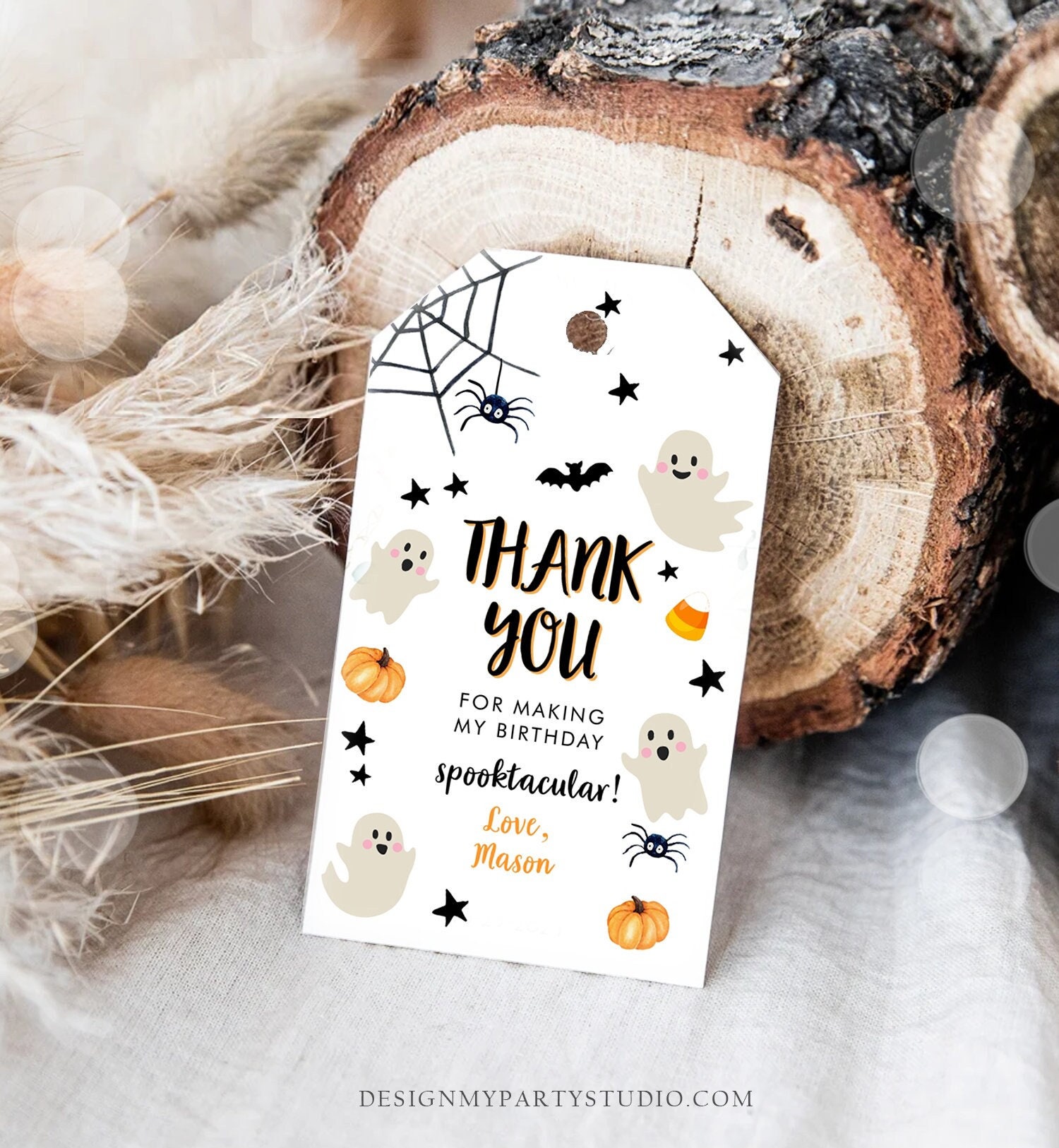 Editable Halloween Birthday Thank You Favor Tags Costume Party Boy Girl ...