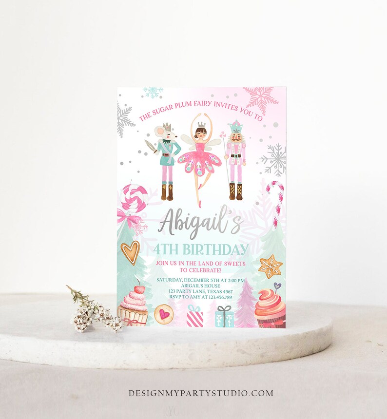 Editable Nutcracker Birthday Invitation Girl Land of Sweets Etsy