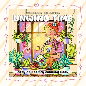 Dibujos para colorear lindos y cómodos para adultos: Tiempo de relajación, Vida de niña atrevida y sencilla, 10 páginas PDF, Colorear digitalmente, Imprimible, Descarga instantánea, 0547
