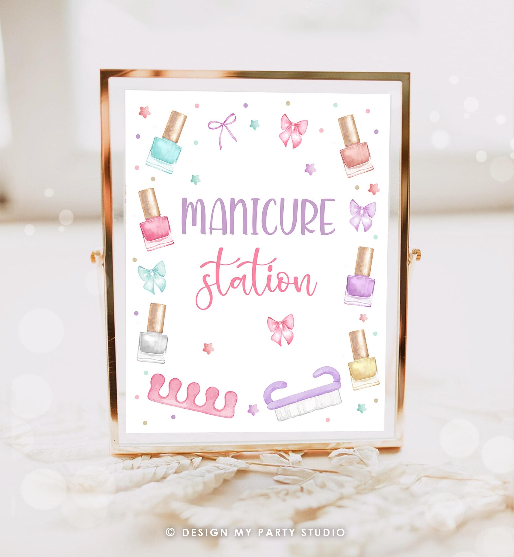 Nail Table Sign Manicure Station Party Sign Mani-pedi Party Spa Decor Birthday Nail ...