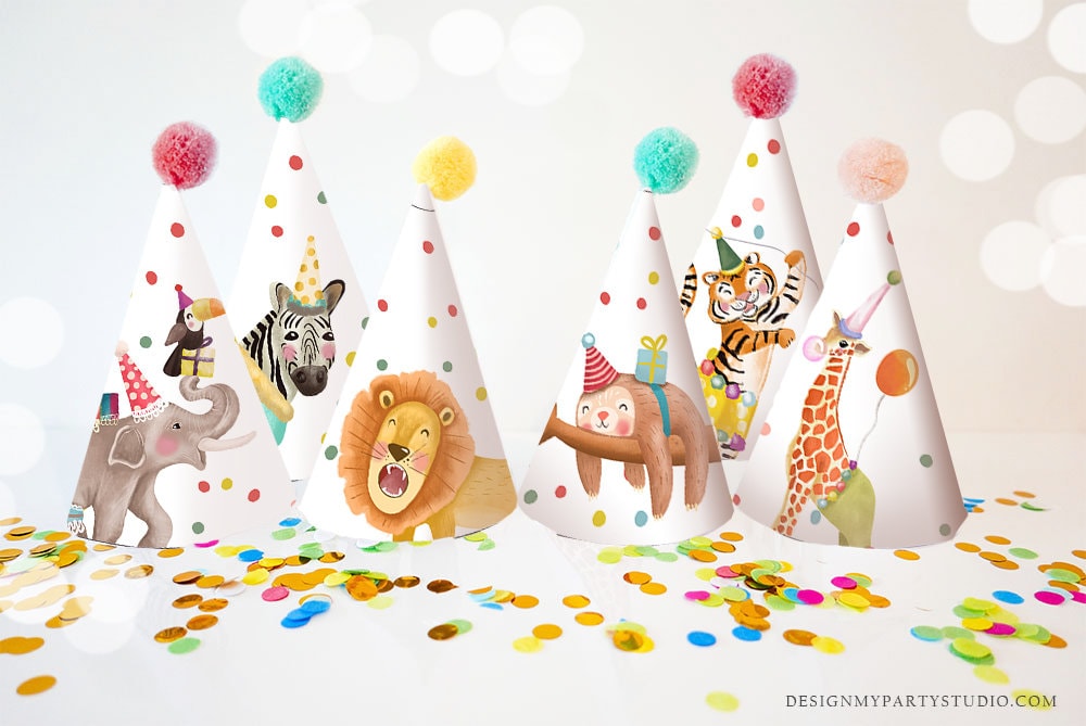 Party Hats Party Animals Birthday Party Birthday Safari Animals