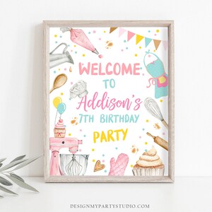 Editable Baking Birthday Party Welcome Sign Cooking Birthday Welcome ...