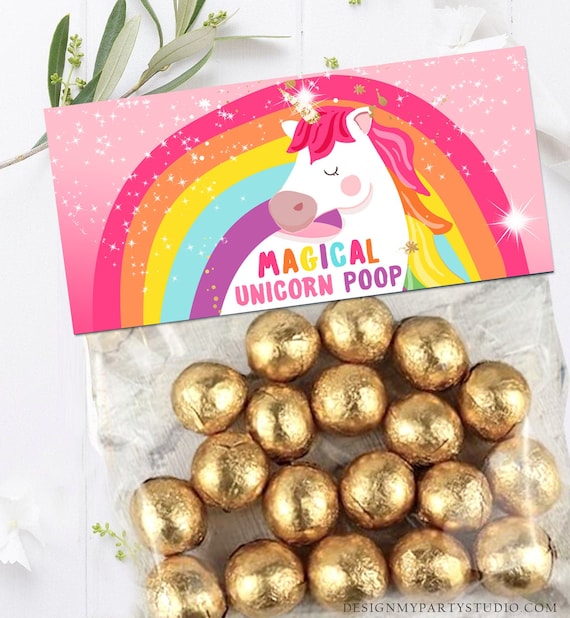 Printable Treat Bag toppers Unicorn Birthday Party Unicorn Poop Label ...