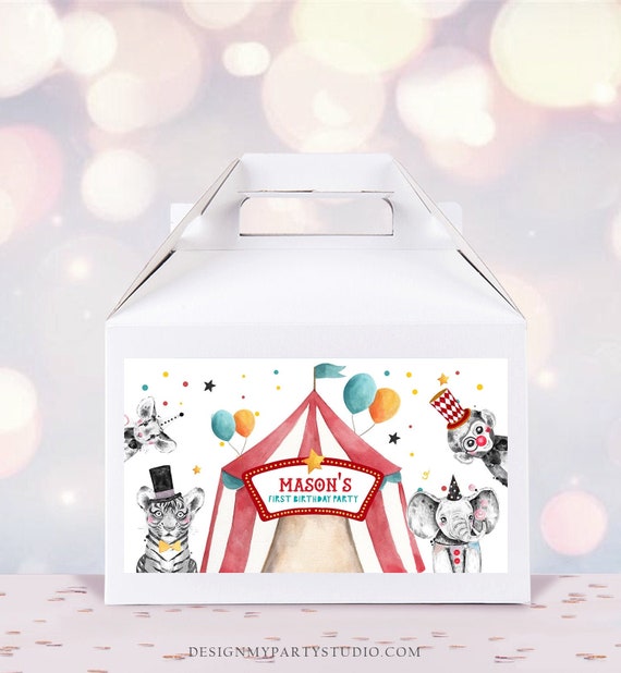 Circus Gable Gift Box Label Carnival Favor Box Circus Birthday Treat Box Label Circus Theme Big Top Digital Download Printable Corjl 0355 Il_570xn