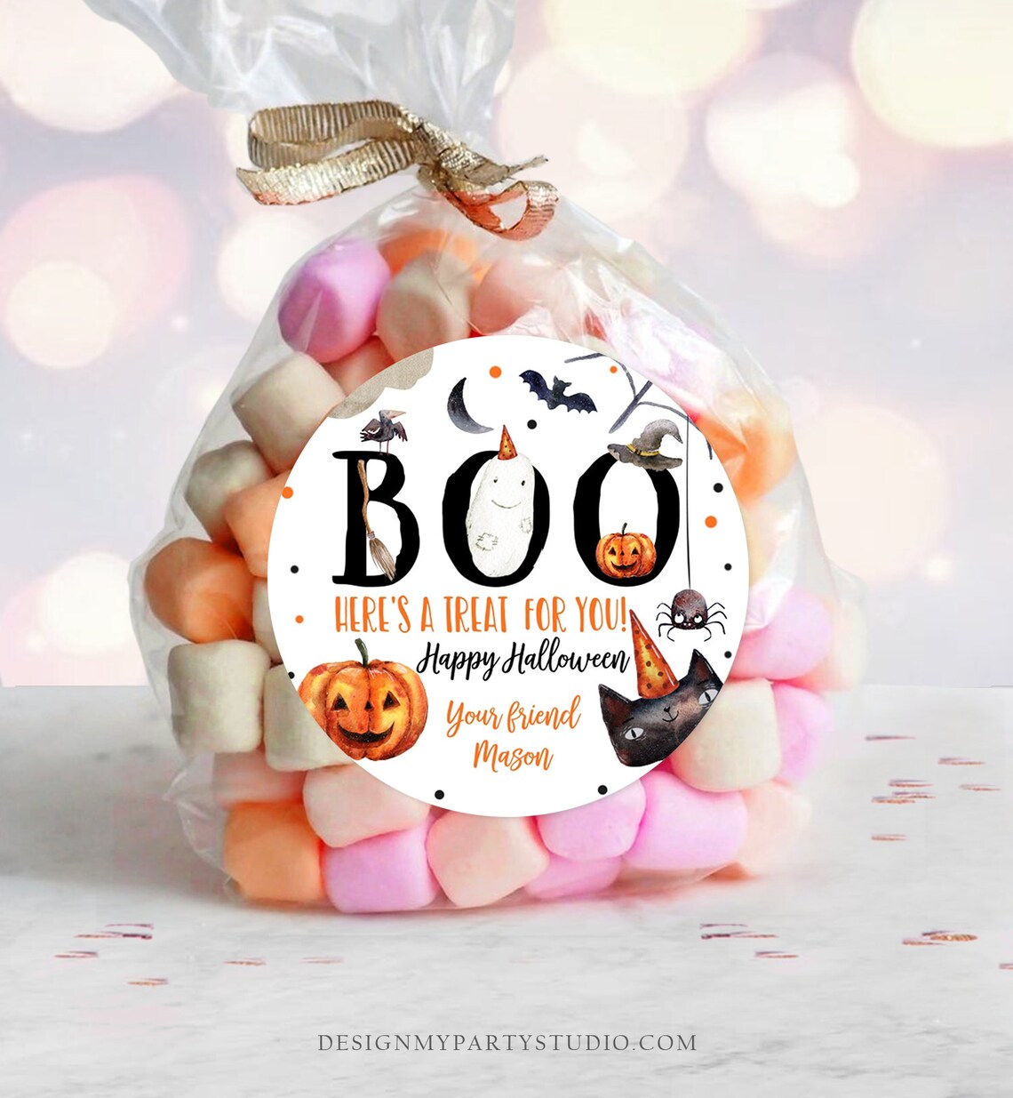 Editable Halloween Favor Tag Boo Gift Tags Costume Party Trick or Treat ...