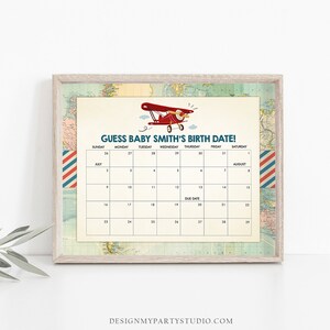 Editable Guess the Birth Date Baby Shower Game Guess Birthday Vintage ...