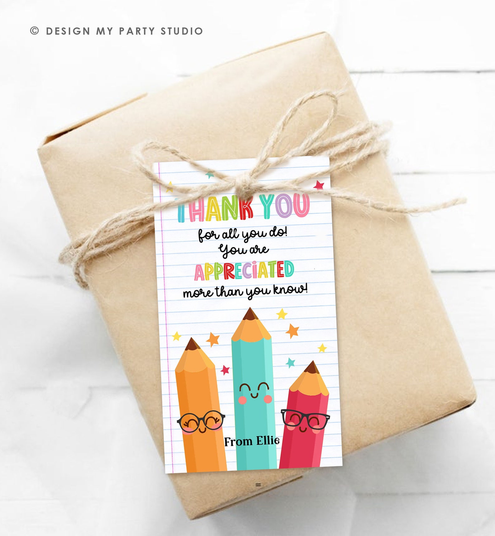 Editable Teacher Appreciation Tag Teacher Tag Thank You Gift Tag End of ...