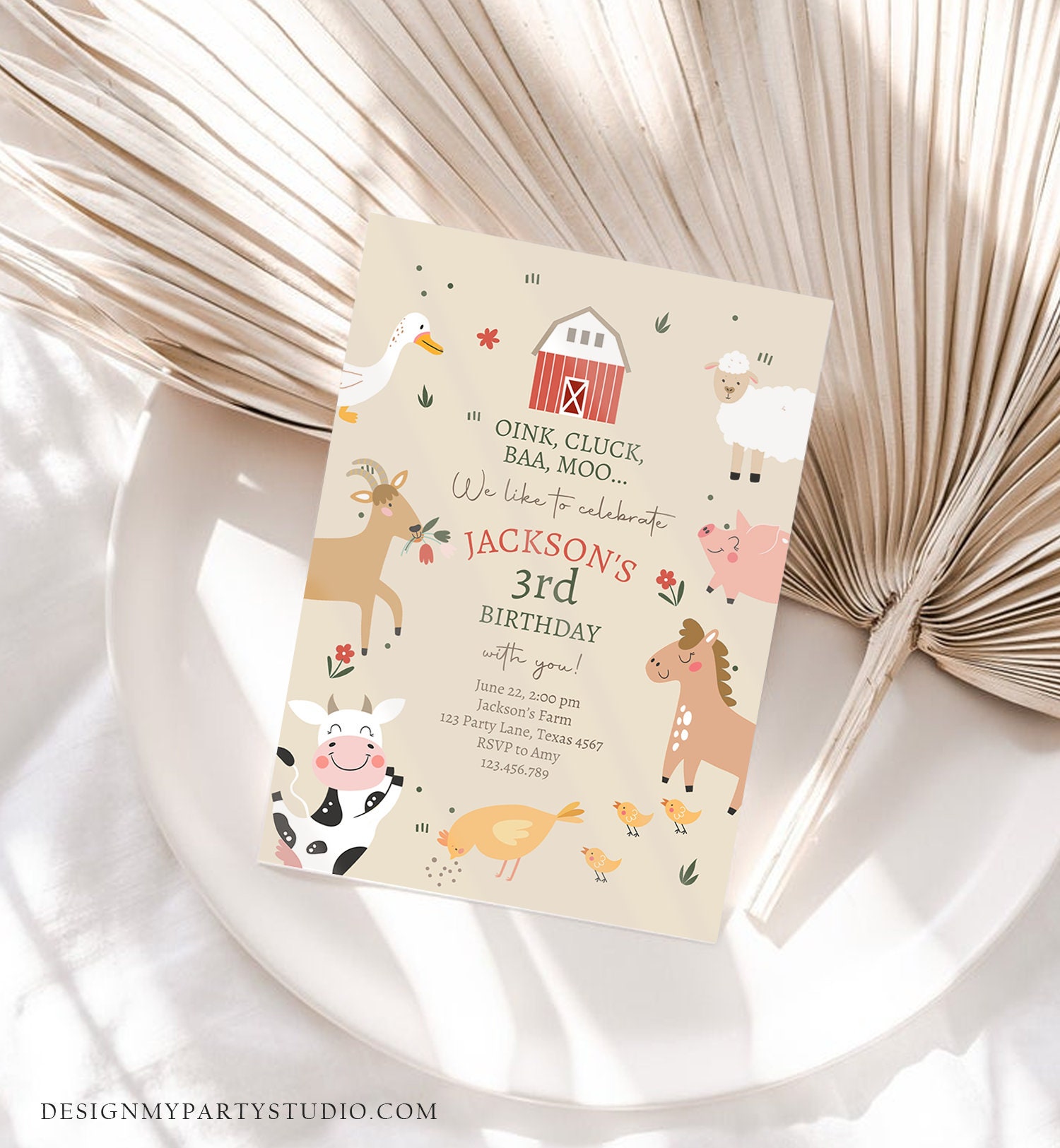 Editable Farm Animals Birthday Invitation Boy Farm Barnyard - Etsy