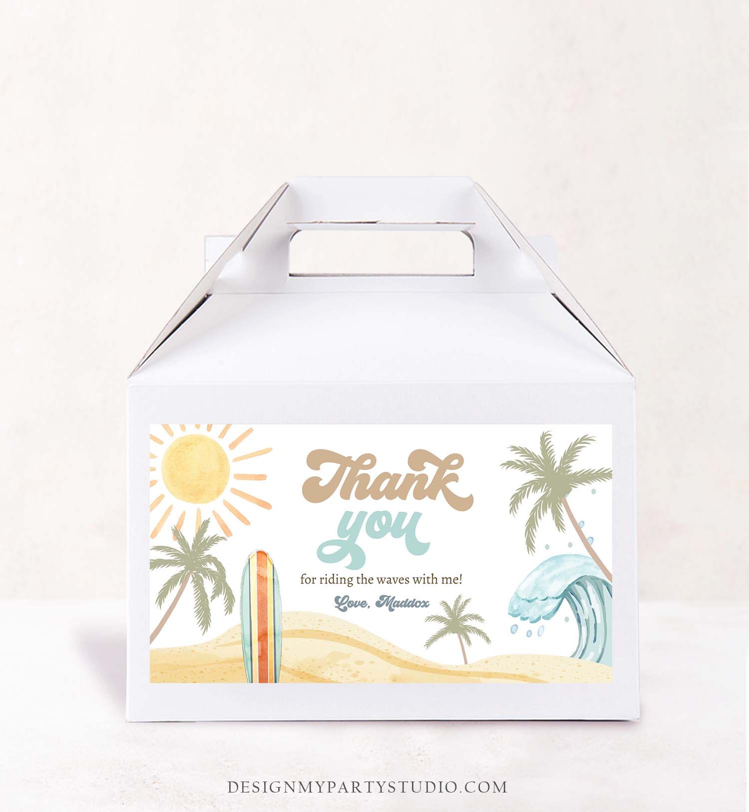 Editable Surf Gable Box Favor Label Surf Birthday Favor Box Label Boy ...
