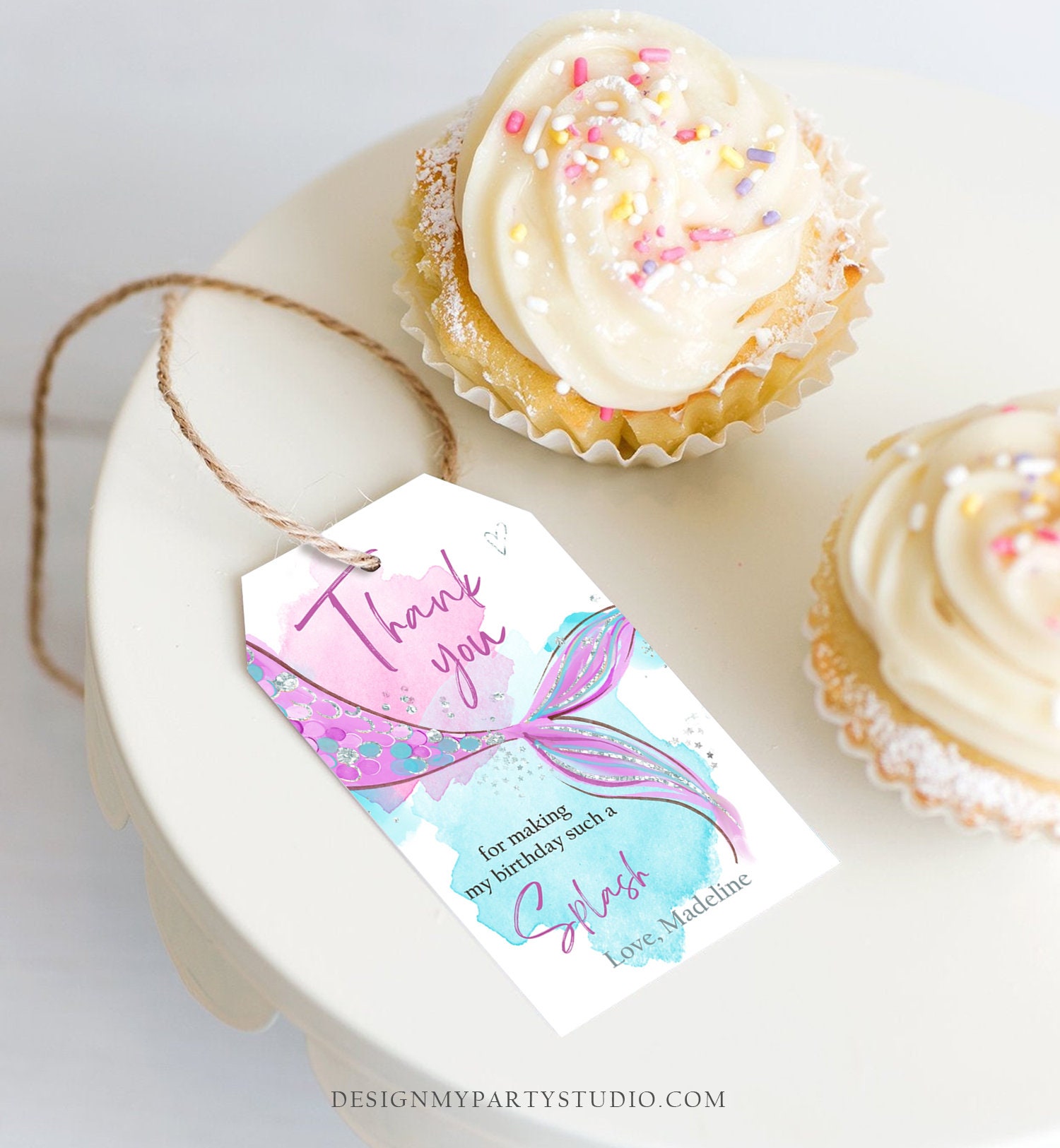 Editable Mermaid Birthday Favor Tags Under the Sea Thank You Mermaid ...