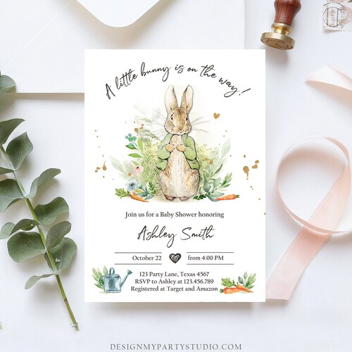 bunny rabbit peter rabbit baby shower favor tag thank you tag // gender ...