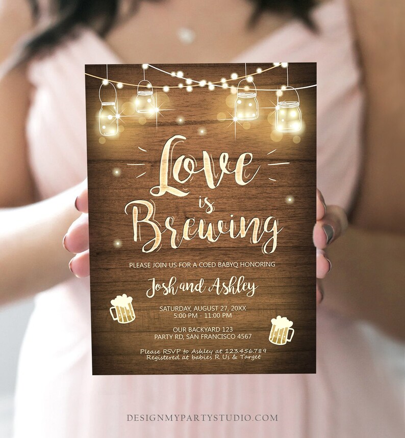 Editable Love is Brewing Invitation Bridal Shower Beer BBQ Etsy