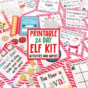 Pacchetto attività elfo 24 giorni Kit biglietti di auguri elfo Pacchetto oggetti di scena elfi di Natale Attività elfi Lettere elfi Idee elfi Giochi Download immediato 0008