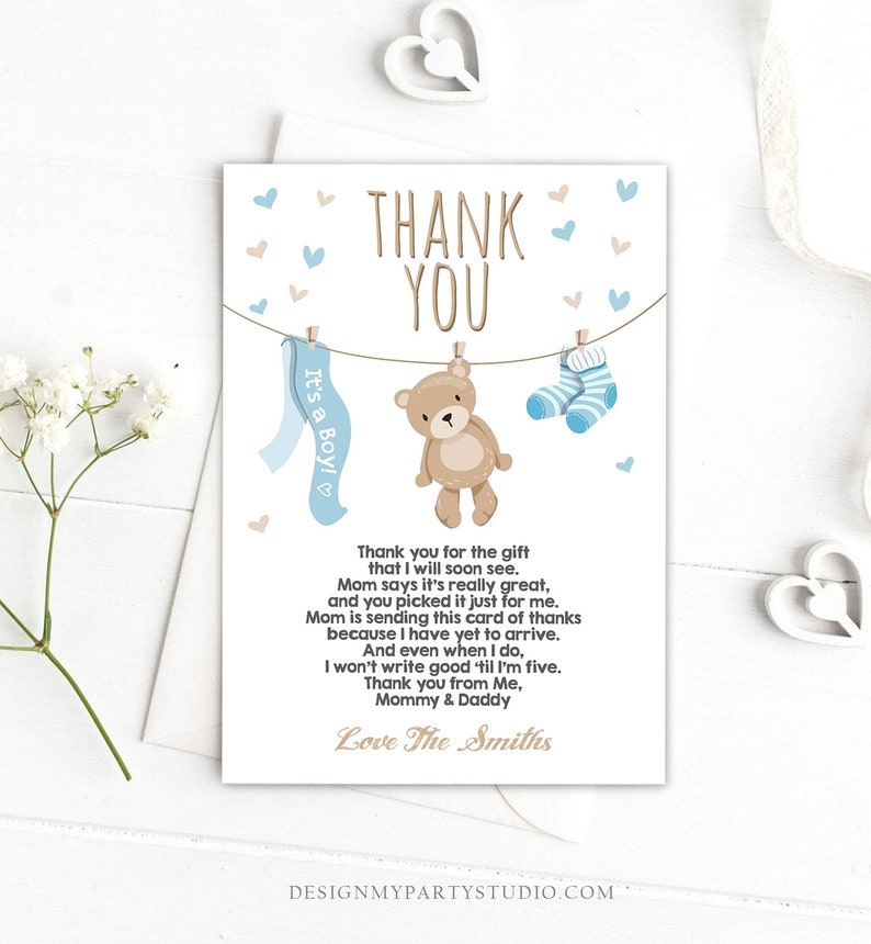 Editable Baby Shower Thank You Card Teddy Bear Thank You Note Etsy Editable Baby Shower Thank You Card Teddy Bear Thank You Note Etsy