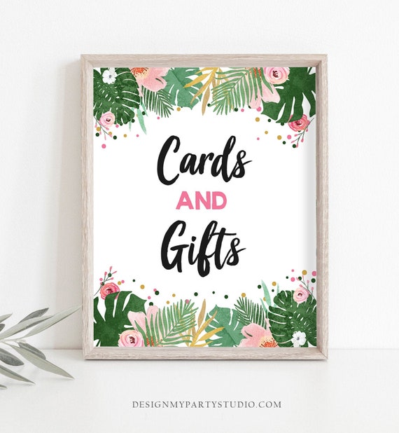 Cards And Gifts Sign Table Decor Wild One Tropical Safari Birthday Sign Gift Table Girl Pink Gold Party Animals Party Jungle PRINTABLE 0332 Il_570xn