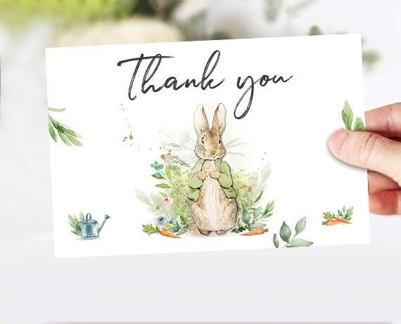 Baby Shower Thank you Card Peter Rabbit Thank You Note 4x6" Rustic ...