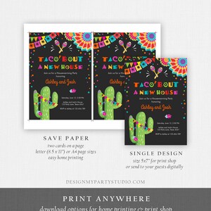 Editable Taco Bout A New House Housewarming Party Invitation Fiesta New Home Cactus Mexican Digital Download Corjl Template Printable 0045 image 4