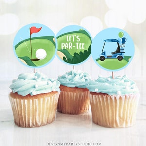 Golf Cupcake Toppers Golf Birthday Boy Hole in One Birthday Par-tee Favor Tags First Birthday Golfing Boy Download Digital PRINTABLE 0405
