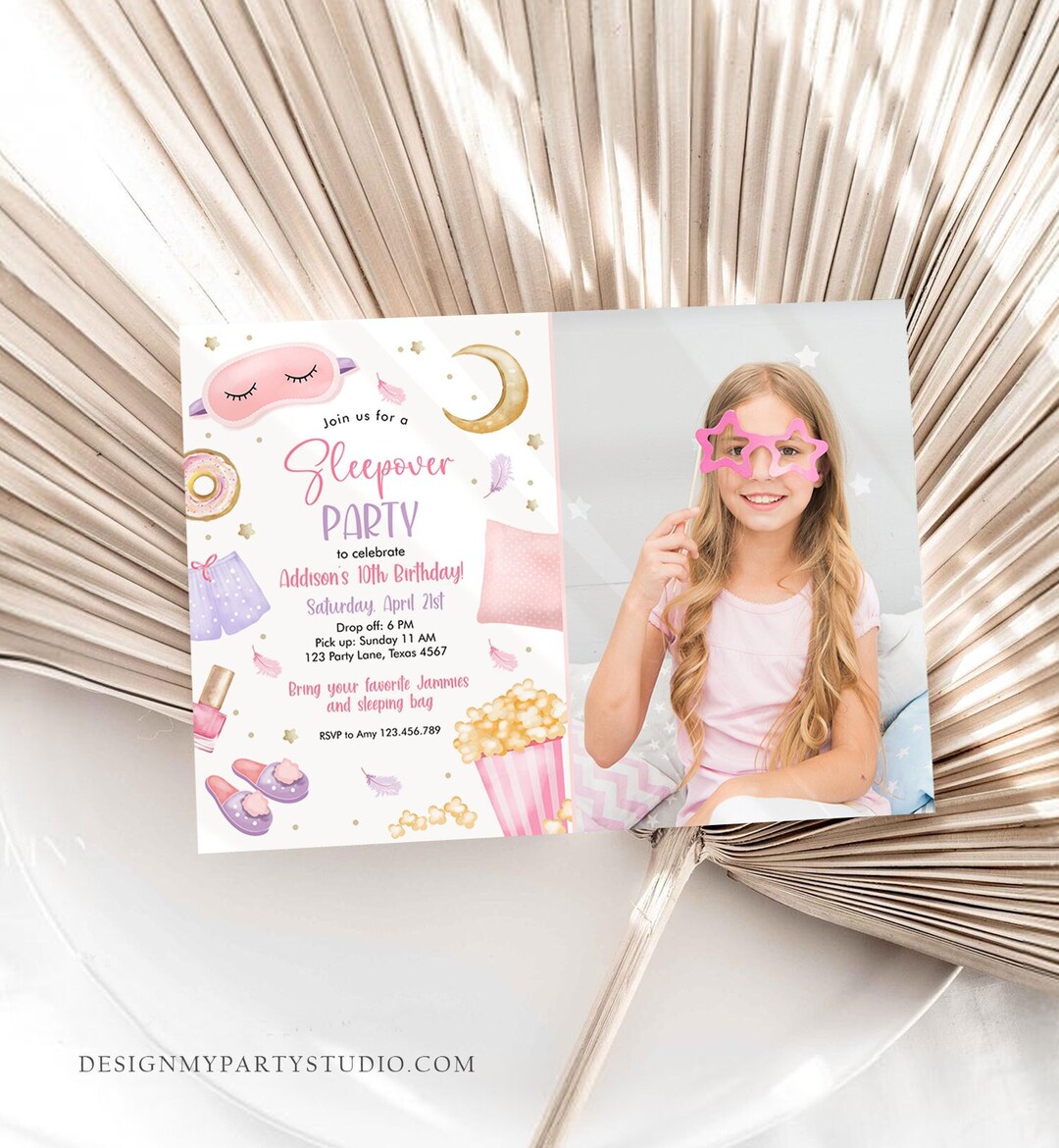 Editable Slumber Party Birthday Invitation Sleepover Birthday Invite ...