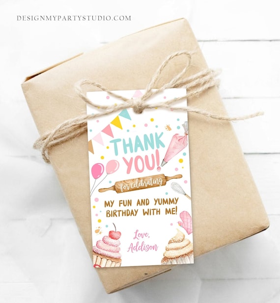 Editable Baking Favor Tags Tags Baking Birthday Thank you tags Kids Cupcake Decorating Party Little Chef Tags Template Corjl PRINTABLE 0364 Il_570xn