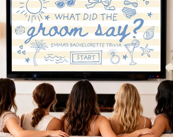 Editable Bachelorette Party Game Bridal Shower Game What Did The Groom Say Template Toast on the Coast Digital Download Canva Template 0574